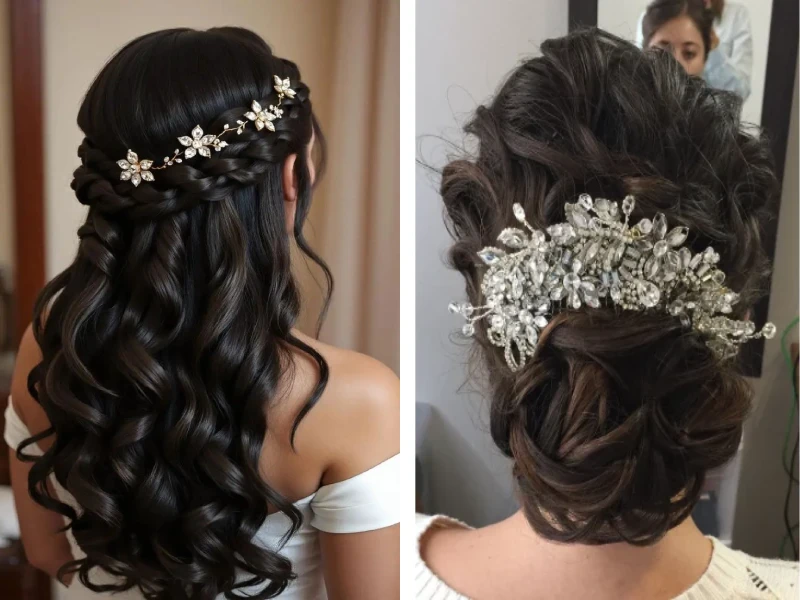 شینیون عروس با بافت