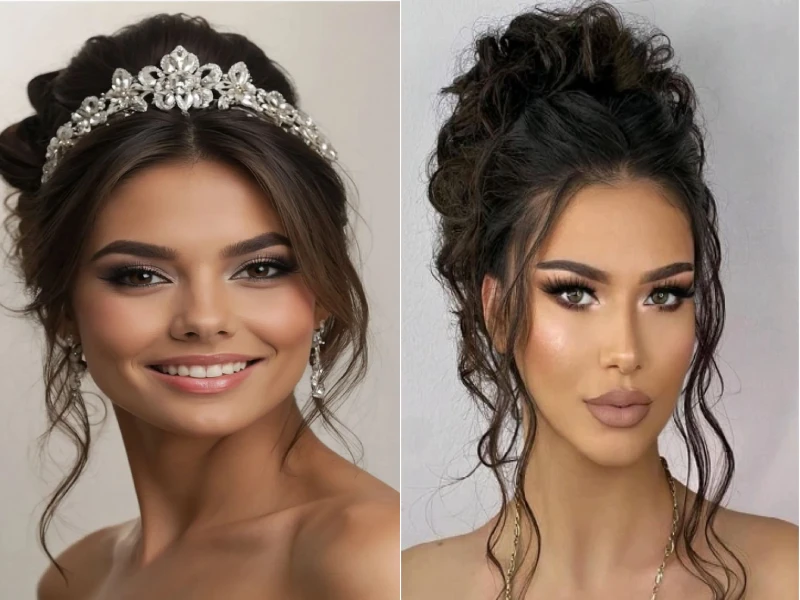 شینیون عروس برای صورت قلبی