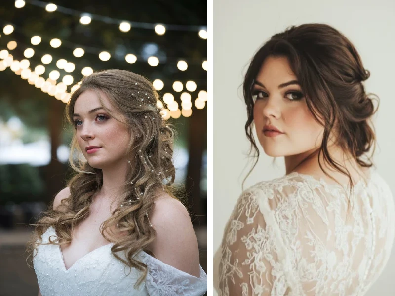 شینیون عروس برای صورت گرد