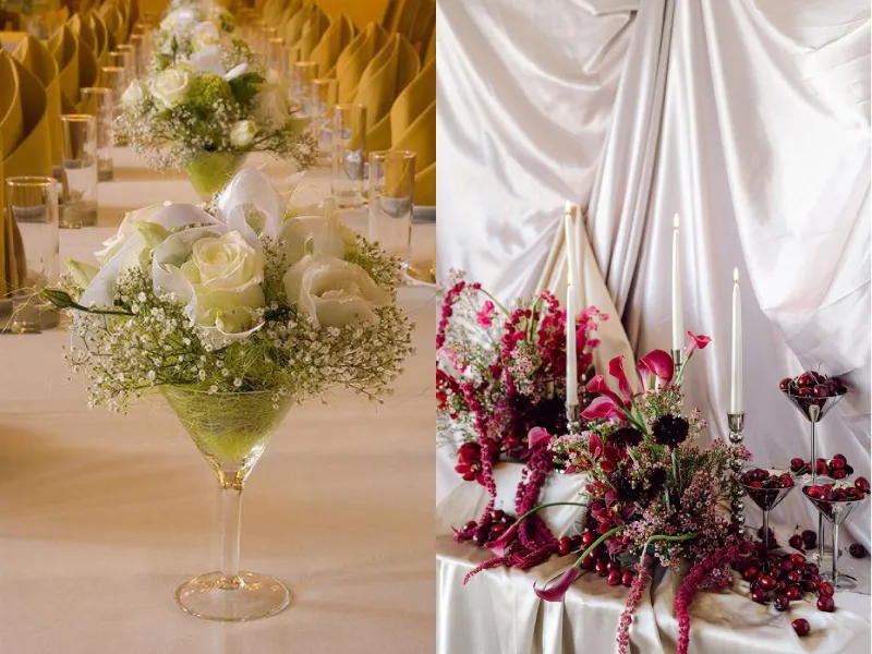 گل آرایی با جام شراب