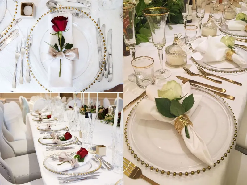 گل آرایی میز شام عروسی با دستمال سفره